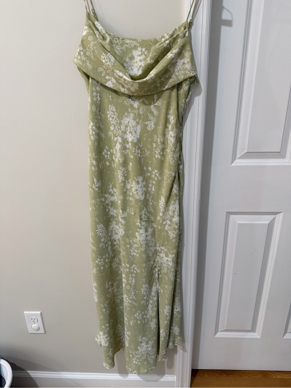 Unbranded Light Sage Floral Midi Slip Dress